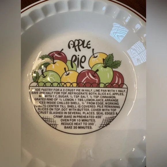 Hankook Vintage Apple Pie Recipe Ceramic Pie Dish - Picture 2 of 4